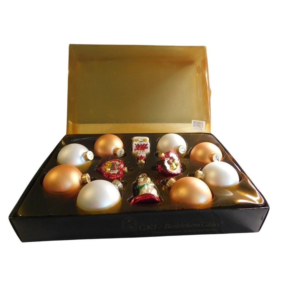 Christmas Ornament Set Vintage Hand Blown Mercury Glass Wedding